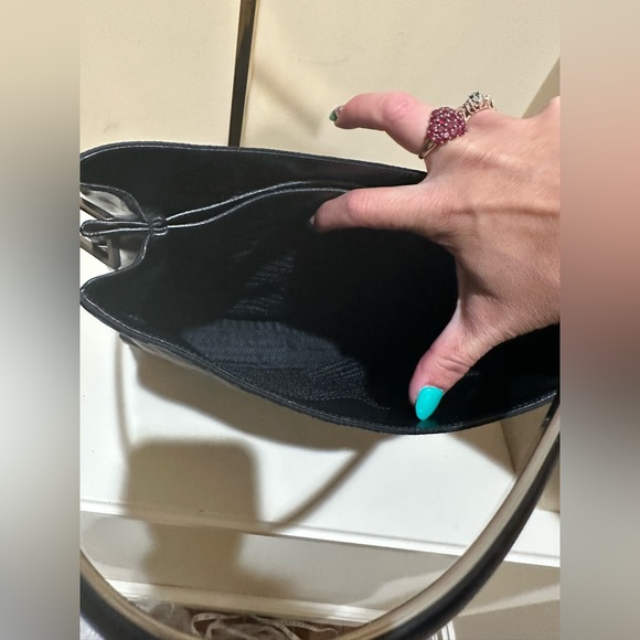 Prada Tessuto and Black Leather Metal Handle Bag - Picture 12 of 12